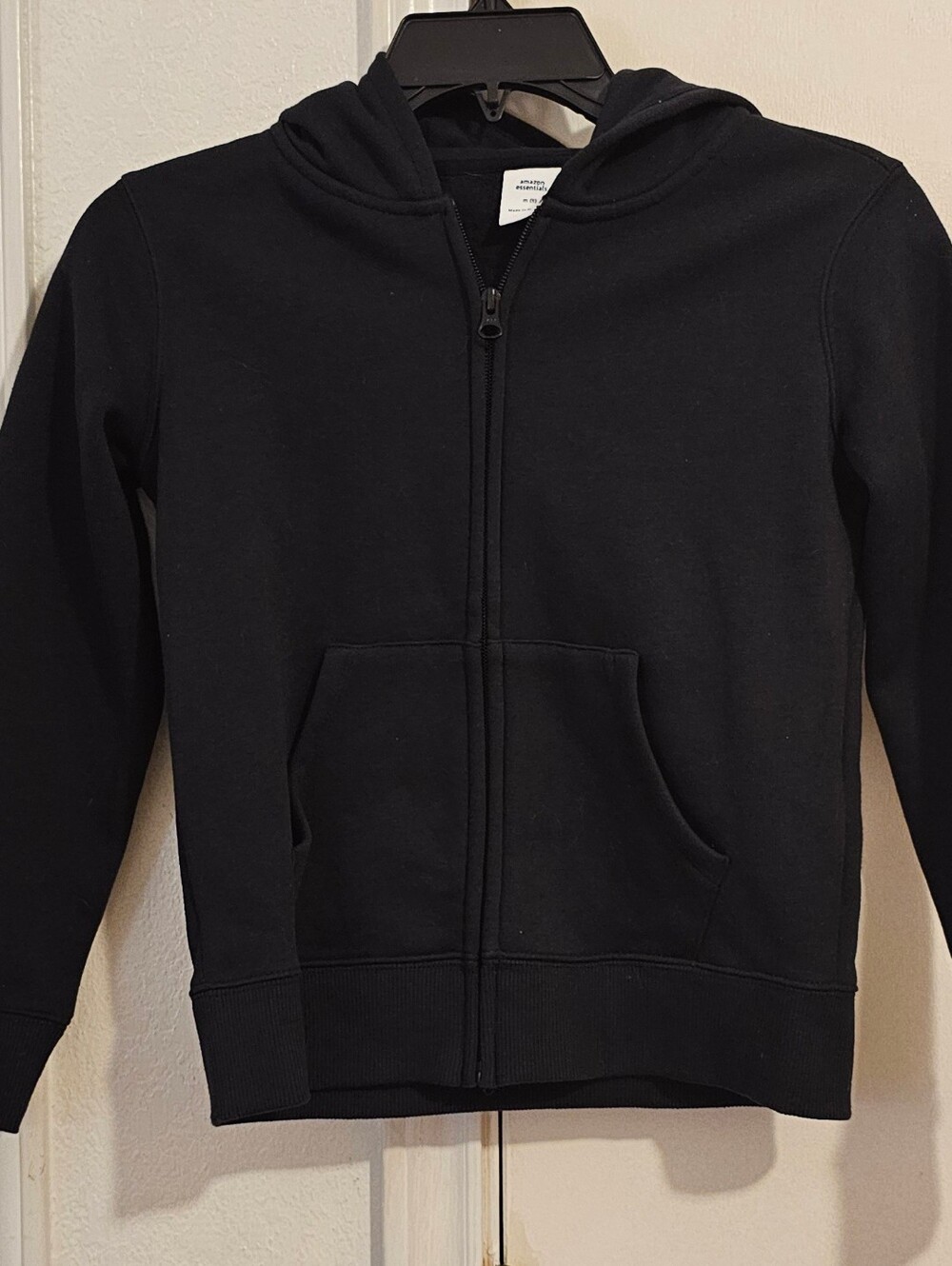 Amazon Essentials Kids Black Full-Zip Hooded Sweatshirt